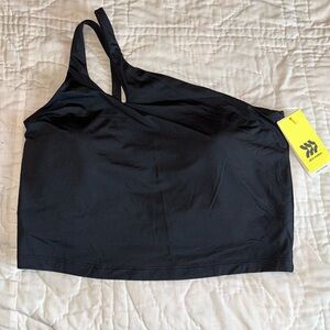 NWT ALL IN MOTION ASYMMETRIC CROP SPORTS BRA BLACK XXL